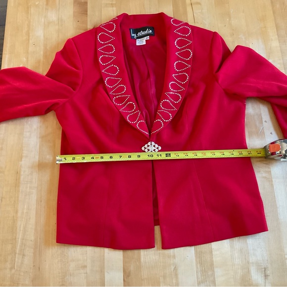 BMJ Studio Red Rhinestone Embellished Evening Jacket 16W w/ Removable Dickey - Picture 16 of 16
